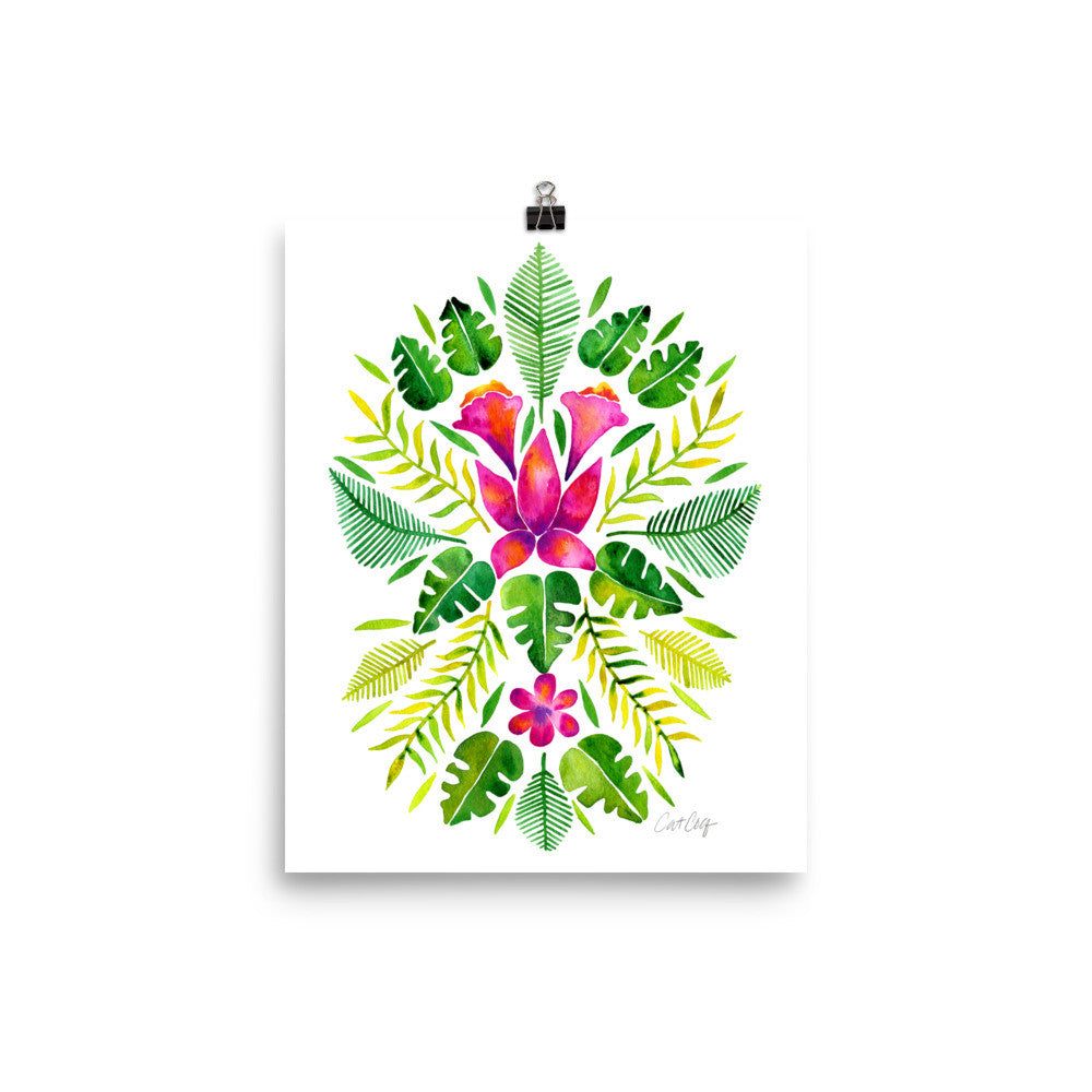 Tropical Symmetry – Pink & Green Palette • Art Print