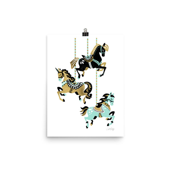 Carousel Horses - Mint Gold