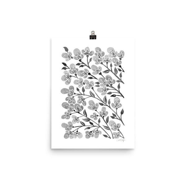 Cherry Blossoms – Grey Palette • Art Print
