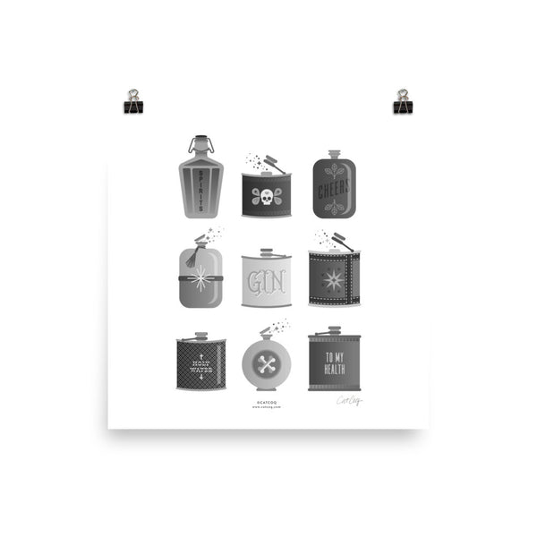 Flask Collection – Black & White Palette • Art Print