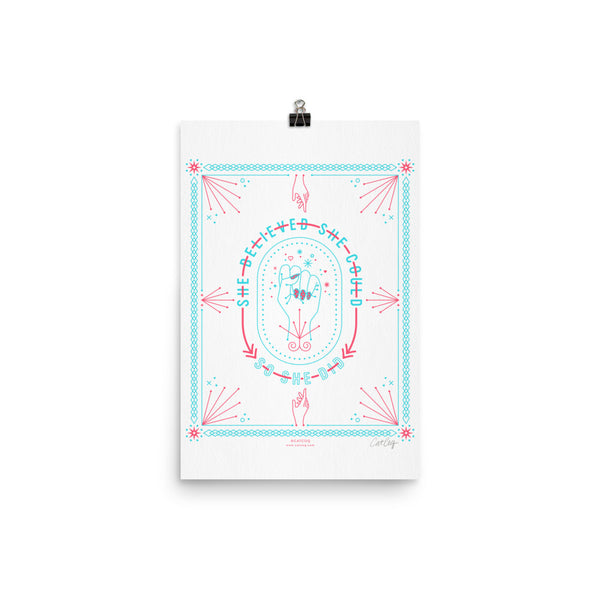 She Believed – Red & Cyan Palette • Art Print