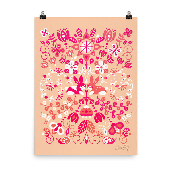 Bunny Lovers – Pink & Peach Palette • Art Print