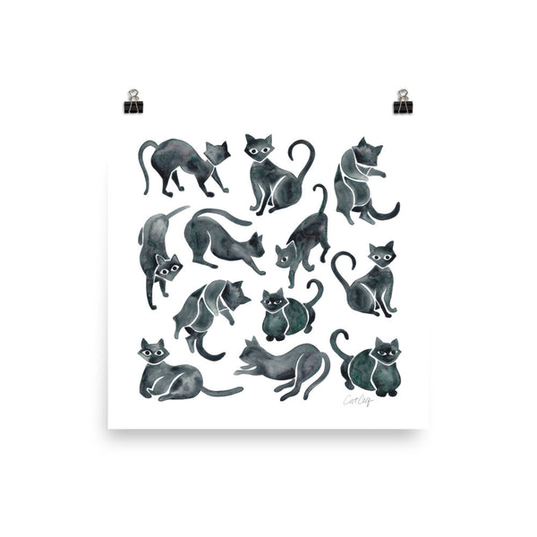 Cat Positions – Black Palette • Art Print