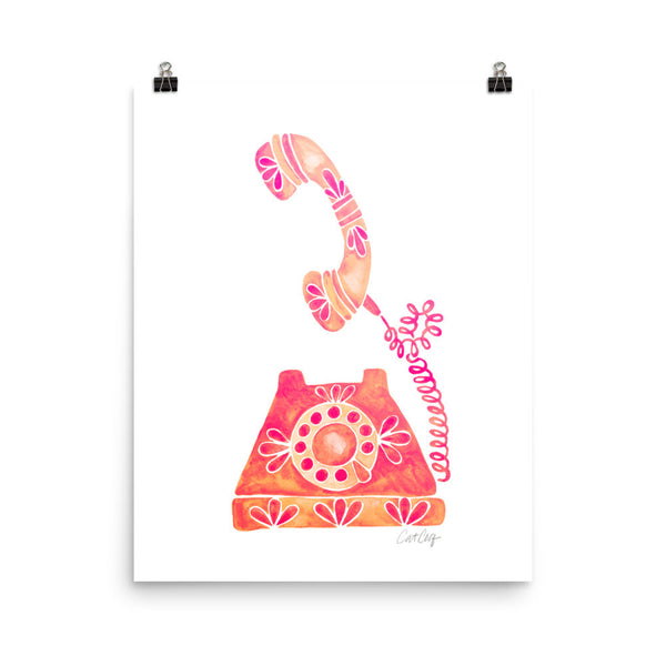 Vintage Rotary Phone – Peach Palette • Art Print