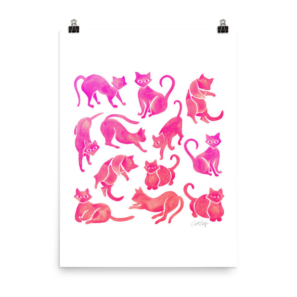 Cat Positions – Pink Ombré Palette • Art Print