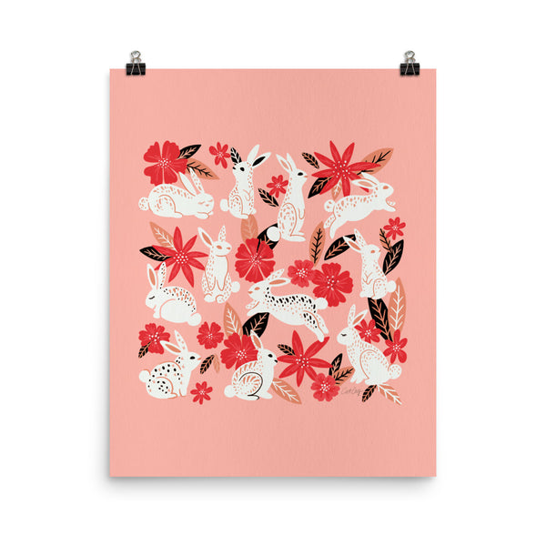 Bunnies and Blooms - Pink Black