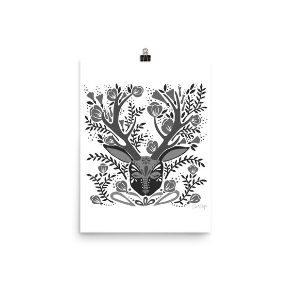 Floral Antlers – Black Palette • Art Print