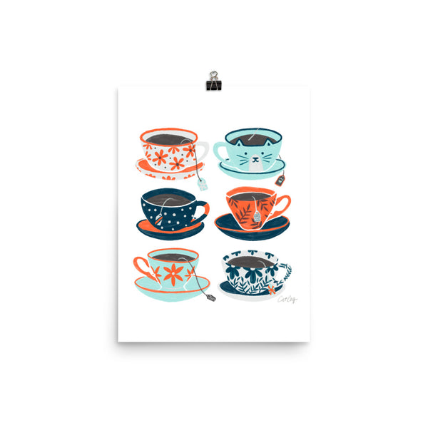 Tea Time - Coral and Teal