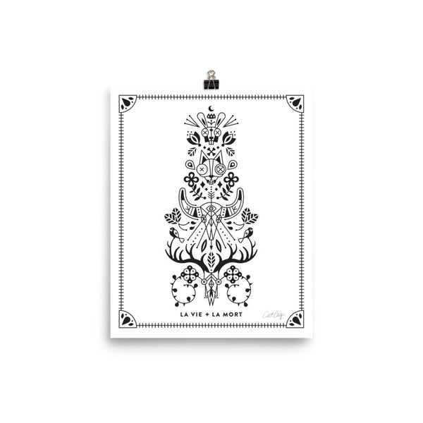 La Vie & La Mort – Black Ink on White • Art Print