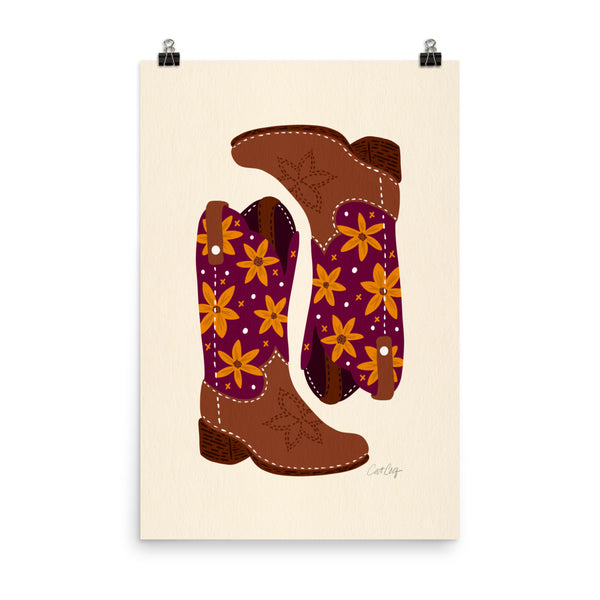 Cowgirl Boots – Fuchsia & Orange