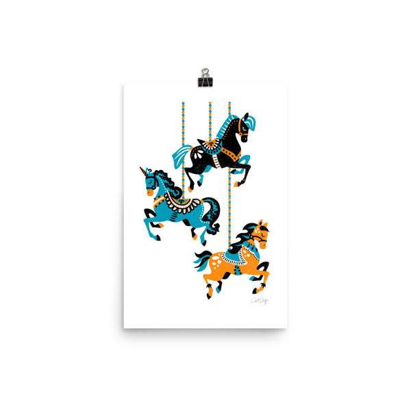 Carousel Horses - Orange Teal