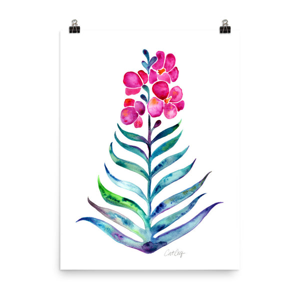 Orchid Bloom – Fuchsia & Indigo Palette • Art Print