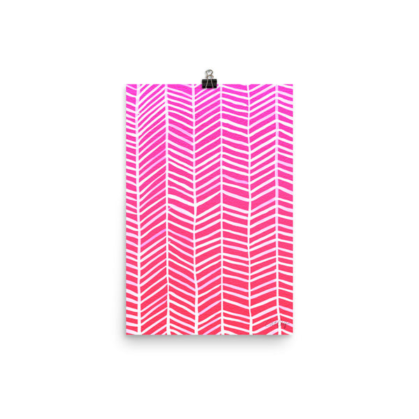 Herringbone – Hot Pink Palette • Art Print