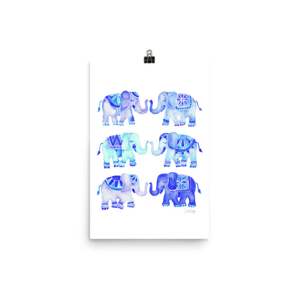 Elephant Collection – Blue Palette • Art Print