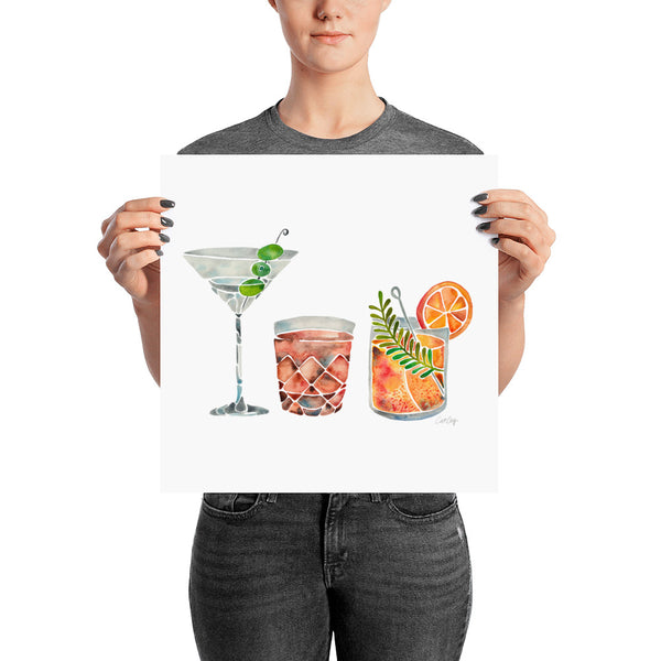Classic Cocktails  – 1960s Watercolor Lineup • Art Print