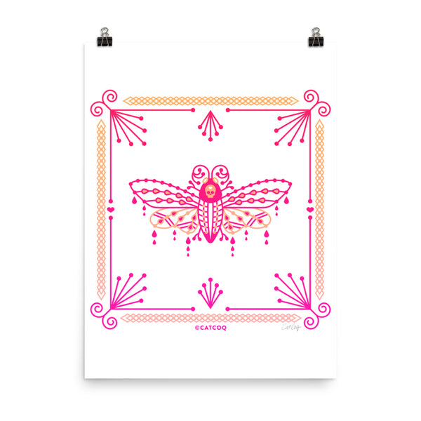 Death's Head Hawkmoth – Pink Ombré Palette • Art Print