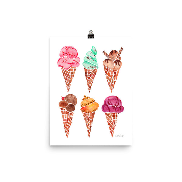 Ice Cream Cones – Rainbow Palette • Art Print