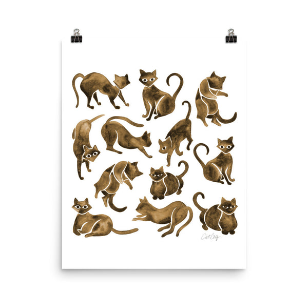 Cat Positions – Sepia Palette • Art Print