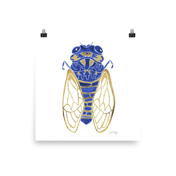 Cicada – Navy & Gold Palette • Art Print