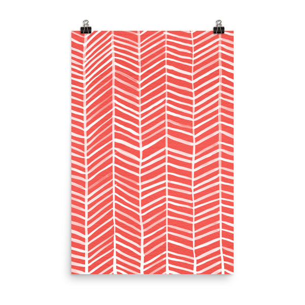 Herringbone – Coral Palette • Art Print