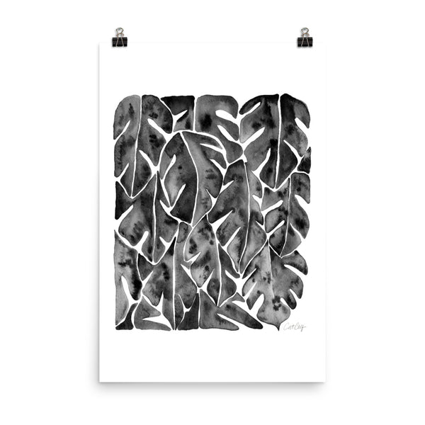 Split Leaf Philodendron – Black Palette • Art Print