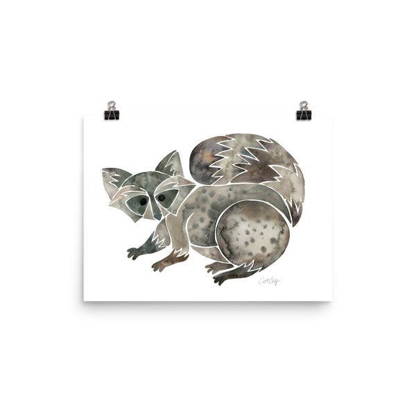 Raccoon – Warm Grey • Art Print