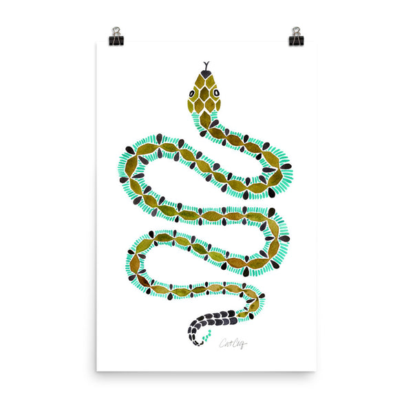 Serpent – Turquoise & Olive Palette • Art Print