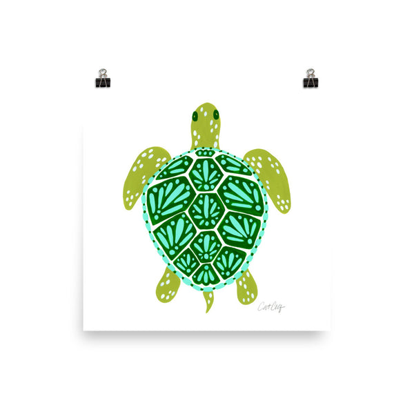 Sea Turtle – Green Palette  •  Art Print
