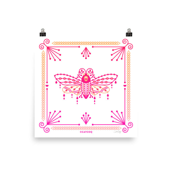 Death's Head Hawkmoth – Pink Ombré Palette • Art Print