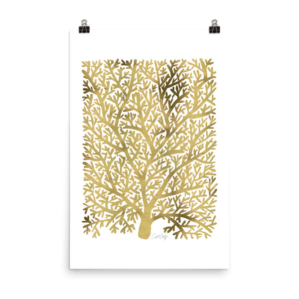 Fan Coral – Gold Palette • Art Print