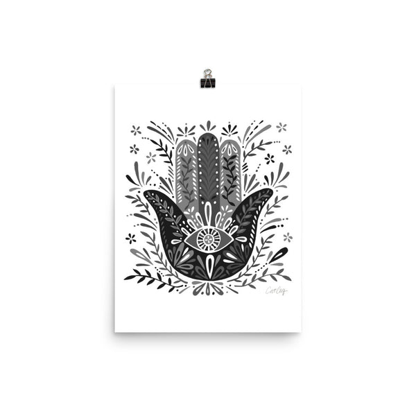 Hamsa Hand – Black Palette • Art Print