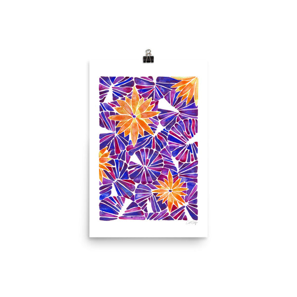 Water Lilies – Orange & Purple Palette  •  Art Print