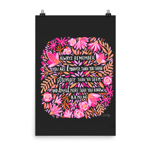 Always Remember – Pink on Charcoal • Art Print