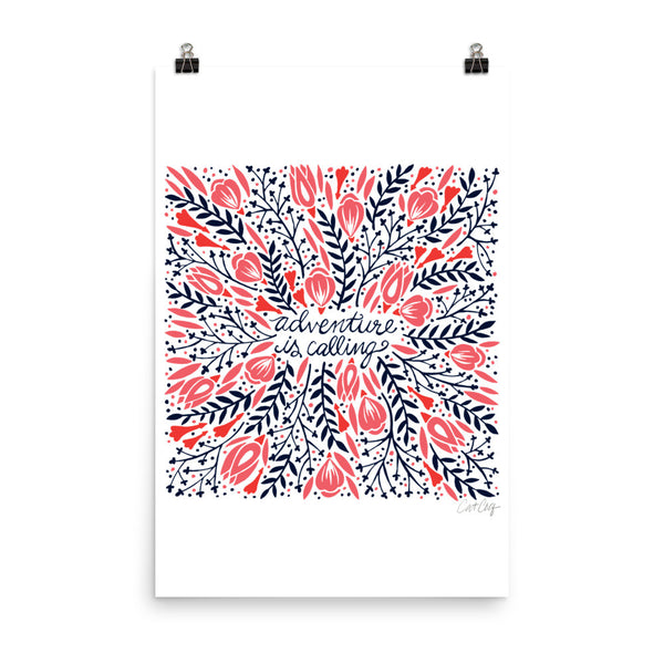 Adventure is Calling – Red & Black Palette • Art Print