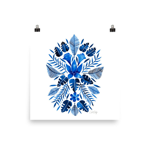 Tropical Symmetry – Navy Palette • Art Print