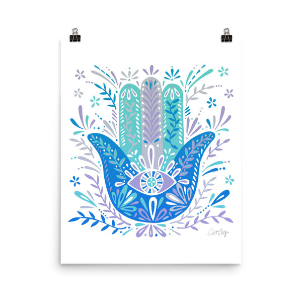 Hamsa Hand – Blue Palette • Art Print