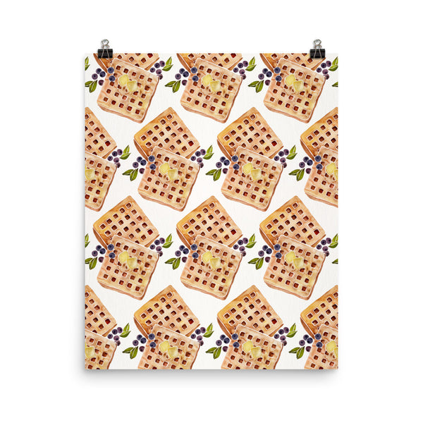 Blueberry Breakfast Waffle Pattern • Art Print