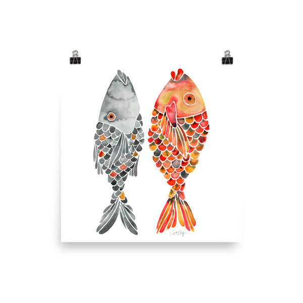 Indonesian Fish – Black & Orange Palette  •  Art Print
