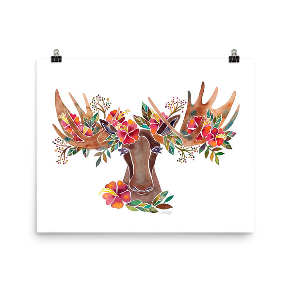 Floral Moose – Red & Brown