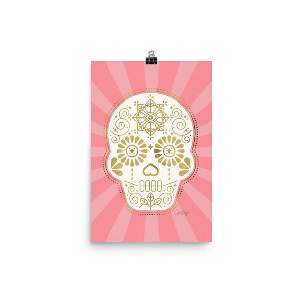 Día de Muertos – Mexican Sugar Skull – Blush & Gold Palette • Art Print