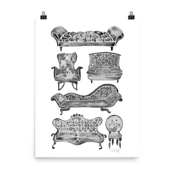 Victorian Lounge – Black Palette • Art Print