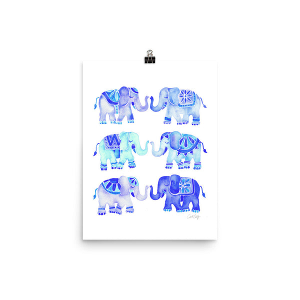 Elephant Collection – Blue Palette • Art Print
