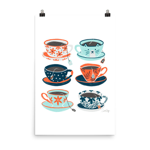Tea Time - Coral and Teal