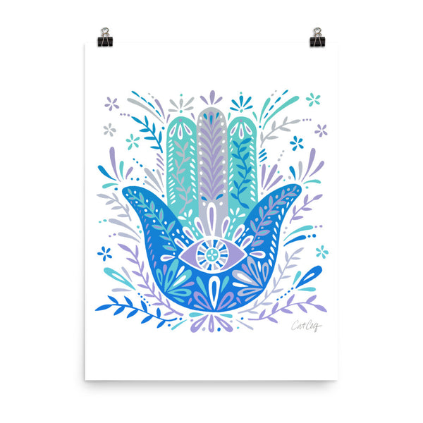 Hamsa Hand – Blue Palette • Art Print