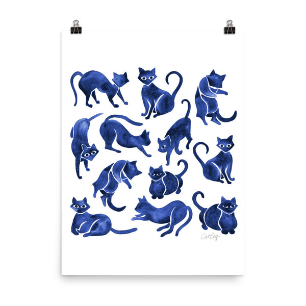 Cat Positions – Navy Palette • Art Print
