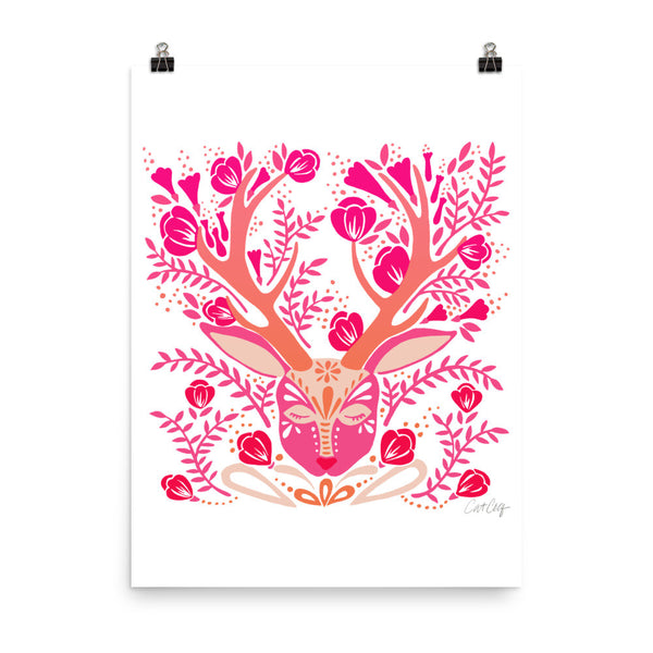 Floral Antlers – Pink Palette • Art Print