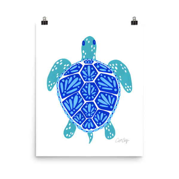 Sea Turtle – Blue Palette  •  Art Print