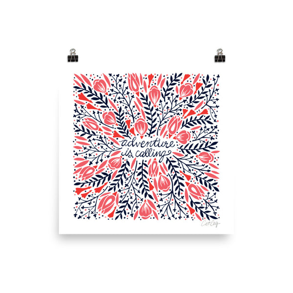 Adventure is Calling – Red & Black Palette • Art Print