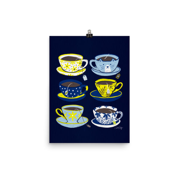 Tea Time - Navy and Yellow