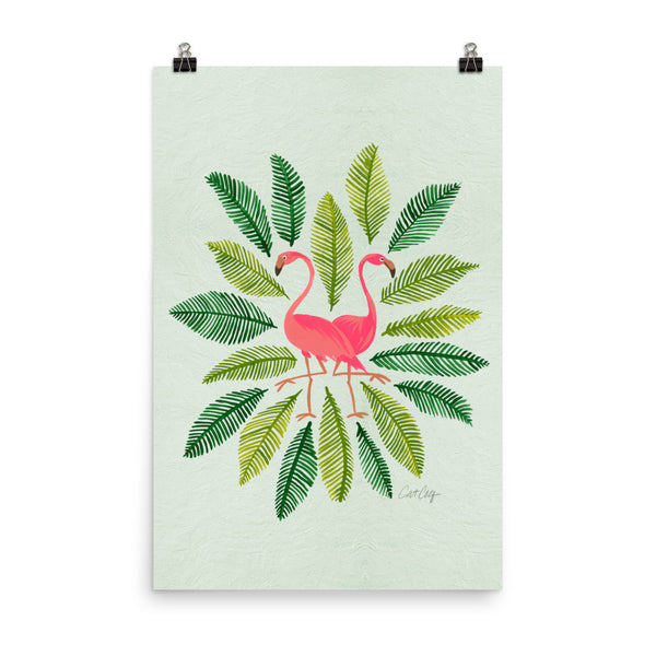Flamingos and Fronds • Art Print